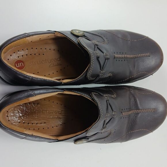 Clarks Unstructured Brown Slip- ons,with Leather Uppers. Woman's size 10........ - Picture 13 of 15